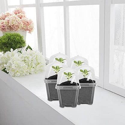 10PCS Clear Plant Nursery Pots with Humidity Dome - 3" Plastic Gardening Pot with Labels, Durable Plastic Plant Container for Seedlings/Vegetables/Succulents/Cuttings