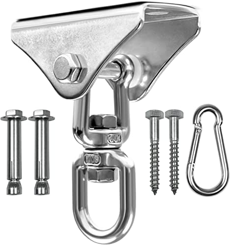 Yes4All Punching Bag Hanger, Stainless Steel Swivel Chain with 4 Snap Hooks for Heavy Bag, Gym Swing, Trapeze, and Hammock - color: Hangers 360 Degree Rotation