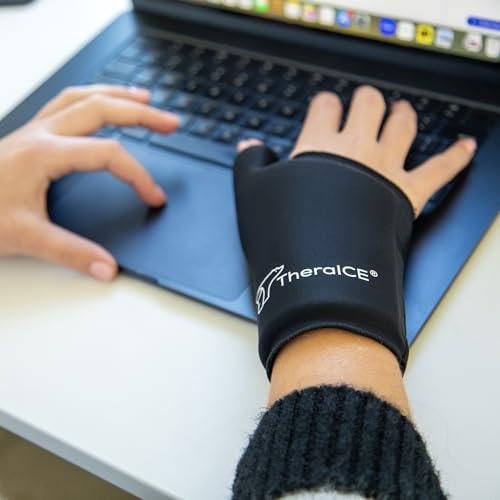 TheraICE Wrist Ice Pack Wrap Thumb Brace for Either Hand for Hot & Cold Therapy - Reusable Soft Gel Glove for Injuries, Carpal Tunnel, Arthritis, De Quervain's Tenosynovitis - Fits Most Women - S/M | S/M Fits Most Women Cold Therapy Reusable Soft Gel Glov