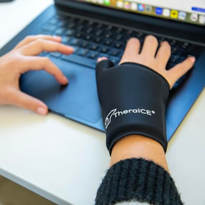 TheraICE Wrist Ice Pack Wrap Thumb Brace for Either Hand for Hot & Cold Therapy - Reusable Soft Gel Glove for Injuries, Carpal Tunnel, Arthritis, De Quervain's Tenosynovitis - Fits Most Women - S/M | S/M Fits Most Women Cold Therapy Reusable Soft Gel Glov