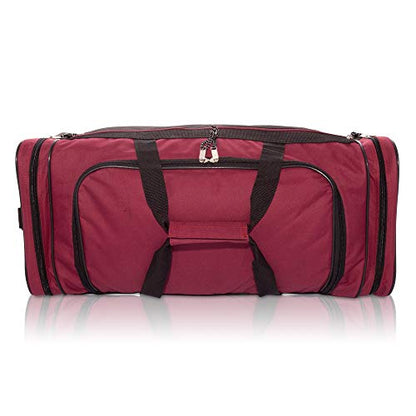DALIX 25" Extra Large Vacation Travel Duffle Bag (Black, Grey, Navy Blue, Red, Camo) - color: Maroon