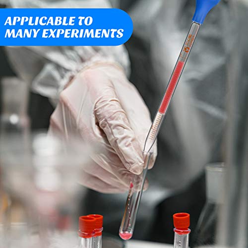 Weewooday Glass Droppers Pipettes Graduated Lab Dropper Glass Liquid Pipette with Big Rubber Hats 20 cm Stir Rod Washing Brush Transfer for Liquid Essential Oil(8 Pieces,Blue,10 ml) - color: Blue, size: 10 ml