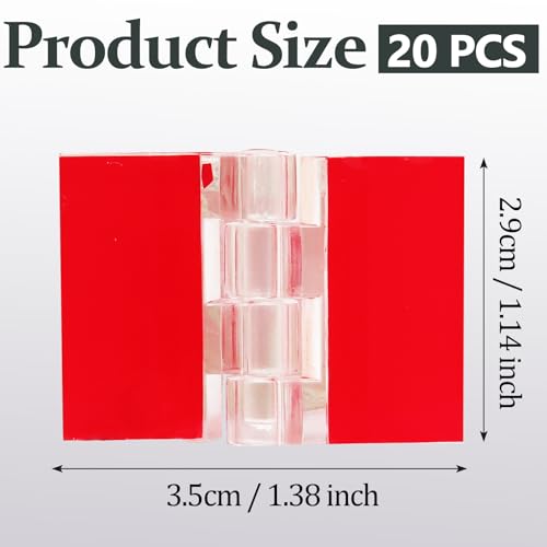 20 Pcs Acrylic Small Hinges, Self Adhesive Plastic Hinges, Clear Foldable Tools for Crafts, Aquarium Lid, Cabinet, Glass Furniture, and Display Stand (35x30mm) - size: 35x30mm