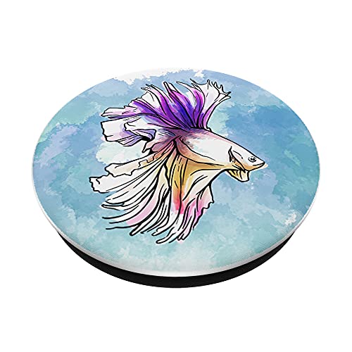 Freshwater Siamese Fighting Fish Watercolor Betta Fish PopSockets Swappable PopGrip