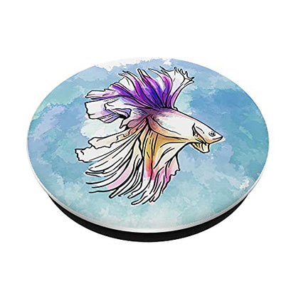 Freshwater Siamese Fighting Fish Watercolor Betta Fish PopSockets Swappable PopGrip