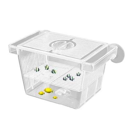 1/2 Fish Breeding Box - Aquarium Breeder Box, Fish Acclimation Box with 2 Suction Cups | Easily Install Fish Isolation Box, Acrylic Aquarium Hatchery Incubator for Baby Fishes Shrimp Betta Guppy - size: S