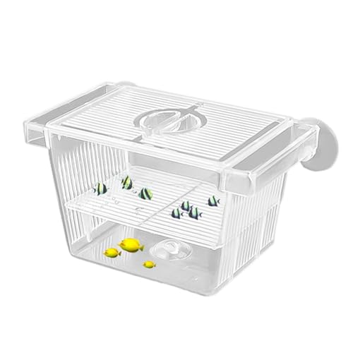 1/2 Fish Breeding Box - Aquarium Breeder Box, Fish Acclimation Box with 2 Suction Cups | Easily Install Fish Isolation Box, Acrylic Aquarium Hatchery Incubator for Baby Fishes Shrimp Betta Guppy - size: S