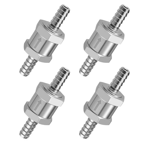 EVIL ENERGY 1/4" Fuel Check Valve One Way Inline Non Return Diesel Gasoline Silver (6mm OD, 4PCS) - color: Silver, size: 1/4