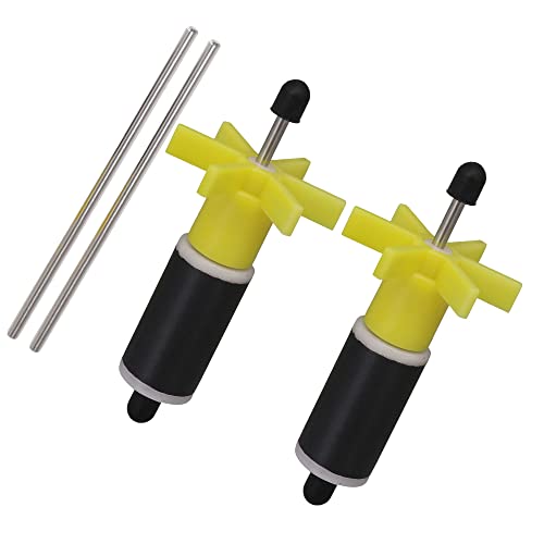 Submersible Pump Impeller Rotor Yellow 16mm Replacement Parts with Shaft Pack of 2