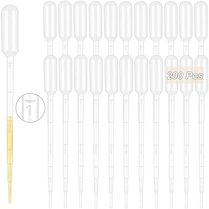 200Pcs 1ML Dropper Pipettes - Disposable Plastic Pipettes for Lab Science, Essential Oil, DIY Art, Medicine - Excellent Suction Without Leakage - size: 1 ML