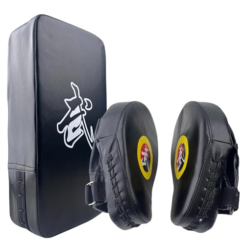 TLBTEK Taekwondo Kick Shield - Muay Thai MMA Karate Kickboxing Training Pads - Curved Leather Strike Shield
