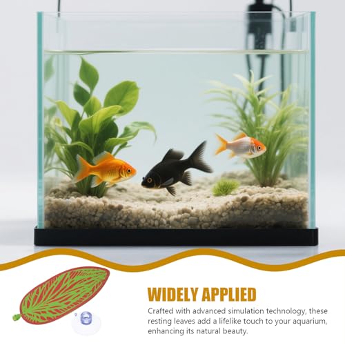 ARTIBETTER Betta Fish Leaf Pads Aquarium Hammock with Suction Cup Artificial Plant Leaf for Fish Resting and Spawning Tank Decor Red Green