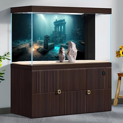 Fantasy Lost Underwater City Aquarium Background Misty Ancient Temple Stone Columns Fish Tank Background Under Water Magical Foggy Ruined Atlantis Buildings Reptile Tank Enclosure Backgrounds 36x18in