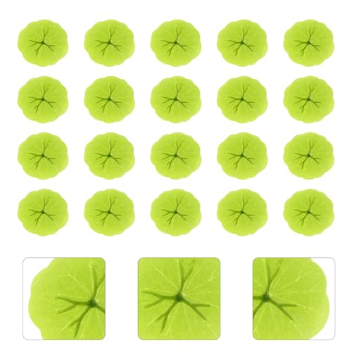 Luxshiny 40pcs Lifelike Imitation Lotus Leaves 6cm Water Lily Pads Artificial Floating Pond Decor for Aquarium Fish Tank and Home Garden Display