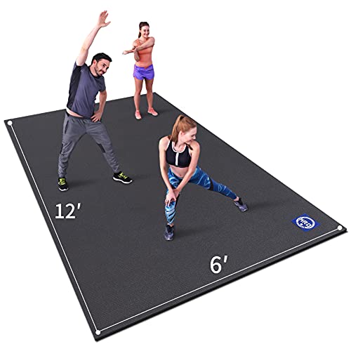 MRO Extra Large Exercise Mat 15'x6'/12'x6'/9'x6'(7mm) - color: Black, size: 6*12 FT