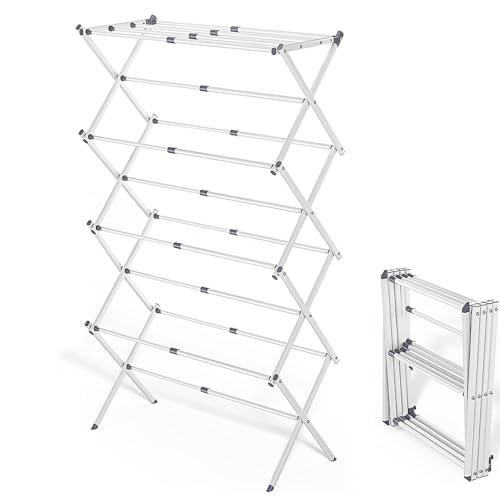4-Tier Foldable Clothes Drying Rack 15" D x 29" W x 52" H - White - size: 4-Tier
