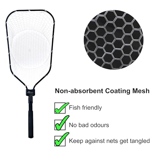 GOODCAT Fly Fishing Net, Bass Trout Landing Net, Folding Fishing Nets Fresh Water, Safe Fish Catching or Releasing, Fly Fishing net Magnetic Release