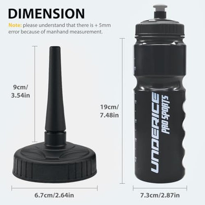 UICE Hockey Water Bottle 25.3oz 2 Pack - Leakproof Sport Water Bottles with Short/Long Nozzle Lids for Hockey/Lacrosse/Baseball/Softball/Football/Fitness,Black