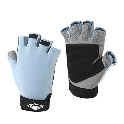 Palmyth UV Fishing Gloves Sun Protection Fingerless Kayaking Glove Men Women UPF 50+ SPF for Sailing, Hiking, Paddling, Canoeing, Rowing, Driving - color: Light Gray, size: Large