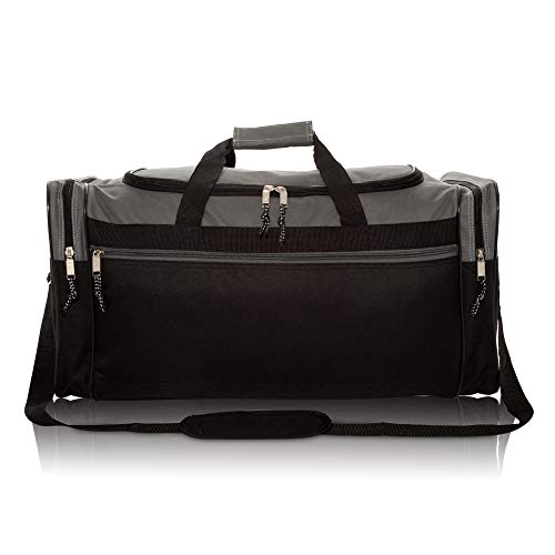 DALIX 25" Extra Large Vacation Travel Duffle Bag (Black, Grey, Navy Blue, Red, Camo) - color: Gray