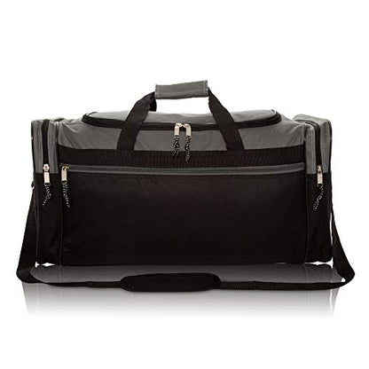 DALIX 25" Extra Large Vacation Travel Duffle Bag (Black, Grey, Navy Blue, Red, Camo) - color: Gray