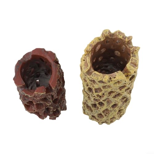 Aquarium Decoration Shrimp Hideout and Hermit Crab Climbing Toy with Reptile Moss Attachment for Small Animal Nesting Spot Resin Fish Tank Ornament