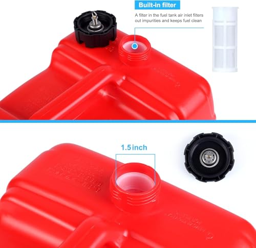 Marine Tank, 3 Gallon Marine Portable Tank Outboard Marine Boat Transfer Tank with 9.8ft Hose, Gauge for Outboard Engine Boats, I-Shaped Handle, Easy to Carry