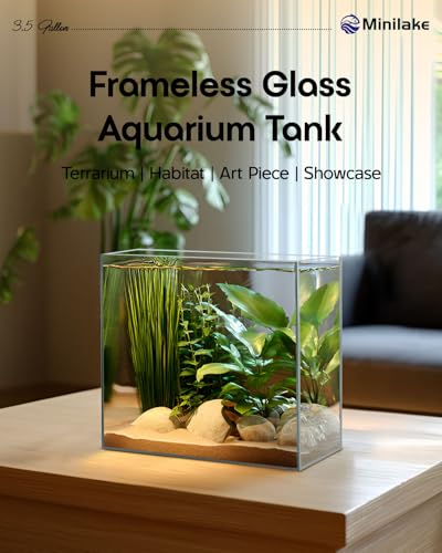 Glass Fish Tank, 3.5 Gallon Easy to Maintain Small Aquarium for Betta,Snails, Shrimp and Aquatic Planting. - color: Transparent, size: 3.51 Gallon