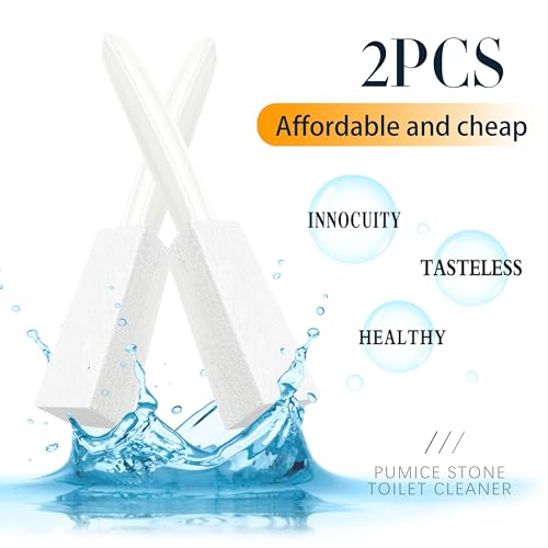 Kadden 2 Pack Toilet Cleaner Hard Water Build up Remover with Ergonomic Handle, Pumice Stone Cleanning Tool Stain Hard Water Ring Cleaner for Toilet, Pool, Bathroom, Sink - style: White Long Handle