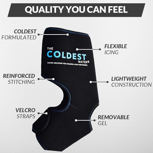Coldest Foot Ankle Achilles Tendonitis Icing Pain Relief Ice Wrap with Cold Compression Gel Packs | Best for Achilles Tendon Injuries, Plantar Fasciitis, Heel and Sore Feet Cold Therapy - color: With Adjustable Straps (Pack of 1)