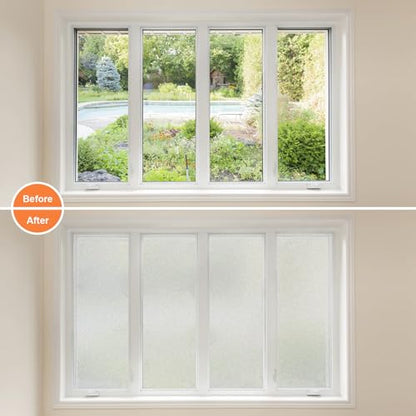 Frosted Window Privacy Film Glass Window Film Sun Blocking, Static Clings Removable Frosting Bathroom Door Window Covering, White,11.8 Inch x 78.7 Inch - color: Frosting White, size: 11.8 Inch x 78.7 Inch