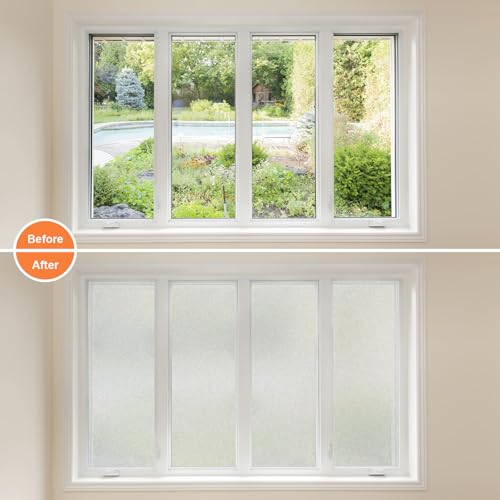 Frosted Window Privacy Film Glass Window Film Sun Blocking, Static Clings Removable Frosting Bathroom Door Window Covering, White,29.5 Inch x 118.1 Inch - color: Frosting White, size: 29.5 Inch x 118.1 Inch