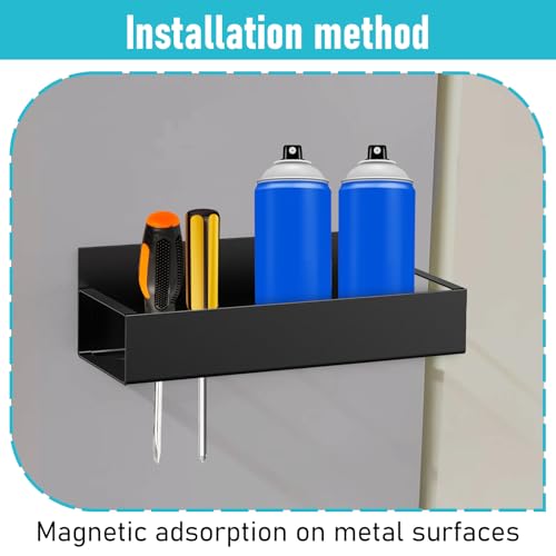 2 Pcs Magnetic Spray Can Holder, Magnet Toolbox Holder, Wall Mounted Spray Bottle Rack, Mechanic Paint Can Organizer, Tool Box Storage Rack for Garage Home Workspace (Black)