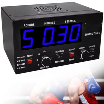 Classic Boxing Interval Timer, Professional Gymnastics Timer with LED Display, 1-12 Challenge Rounds and Adjustable Buzzer, Interval Timer for Workout, Gym Timer, Boxing Equipment,Blue - color: Blue