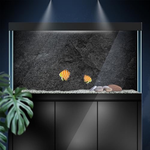 Aquarium Background Stickers - Black Stone Texture- Fish Tank Reptile Terrarium Decor Poster (120 x 60 cm / (47.2 x 23.6 inches))