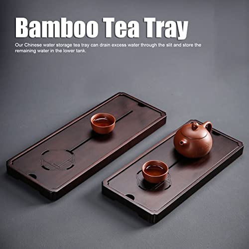 Water Storage Tea Tray, Chinese Drinks Drainage Box Decorative Household Tea Serving Board Large Capacity Detachable Teaware for Kitchen Cafe Office (S)