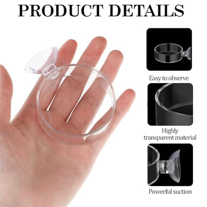 2Pcs Aquarium Shrimp Feeder Dish with Suction 75mm Round Clear Fish Tank Food Tray Container Glass Fish Tank Feeding Bowls for Aquarium Tanks Feeding Tray
