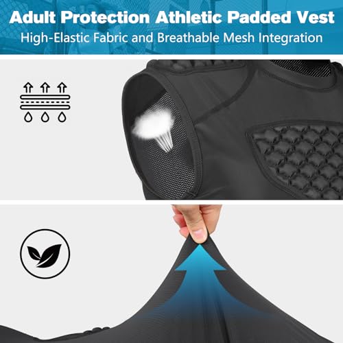 Men's Football Rib Protector Vest Heart Sternum Chest Shoulder Guard Padded Shirt for Aldult Rugby Softball - size: X-Large