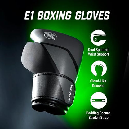 Hayabusa E1 Boxing Gloves for Men and Women - color: Grey/Black, size: 10oz