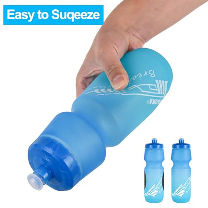 Mtb Bike Water Bottle 750ml Leakproof Squeeze, Dishwasher Safe | BPA Free 24oz Bicycle Mountain Bottles 24 OZ Design for Cycling Riding, Running Outdoor Sports 2 Pack - color: Black/White+Blue/Green(2 PC)