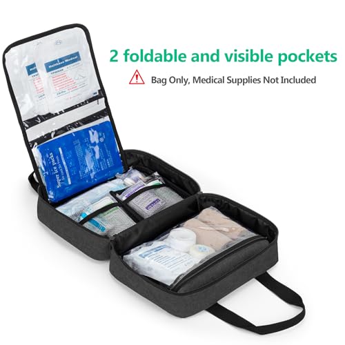 CURMIO Empty First Aid Kits Case, Portable Emergency Kit Organizer, Black - color: Black