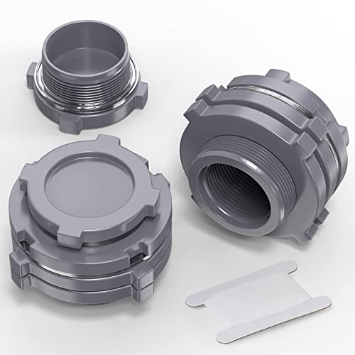 1PCS Black PVC 2-1/2'' Bulkhead Tank Connector Adapter Fitting with Plugs & Gasket for Water Tank, Rain barrels, Aquariums, Bathtubs and Sink - size: 2-1/2"(PVC) with Plugs & Gasket