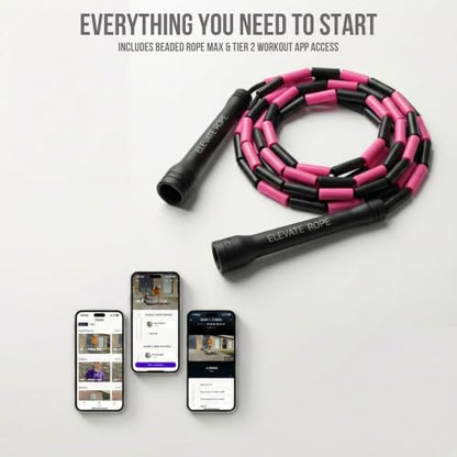 Elevate Rope Beaded Jump Rope, 1 in Beads, 10 ft Adjustable, Segmented - color: Black/Pink