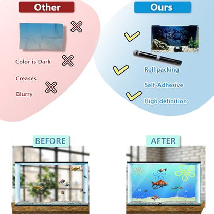 Aquarium Background Stickers - Planet, Blue, Space, Self-Adhesive Fish Tank Reptile Terrarium Decor Poster (60 x 40 cm / (23.6 x 15.7 inches)) - size: 60 x 40 cm / (23.6 x 15.7 inches)