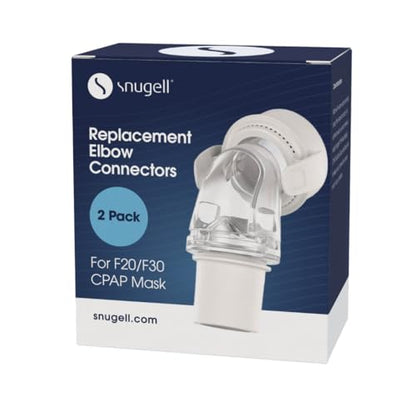 Snugell Replacement Elbow Connector for AirFit F20 and F30 CPAP Masks – 2 Pack – Compatible with ResMed Full Face CPAP Masks – Durable, Leak-Resistant Swivel Design for Smooth Therapy Airflow