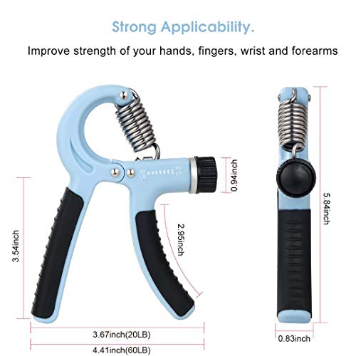 Grip Strength Trainer-2 Pack Hand Grip Strengthener Adjustable Resistance Range 20-90 lbs Non-Slip Hand Grip, Hand Gripper Exerciser, Wrist Strengthener for Forearm Grip Workout