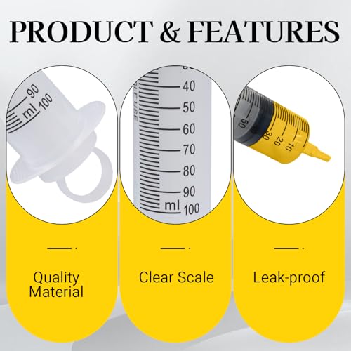 100ml Syringes Without Needle, 4 Pack Plastic Syringe with Cap for Pet Feeding, Scientific Labs, Glue, Oil & Precise Liquid Measurement - size: 100ml