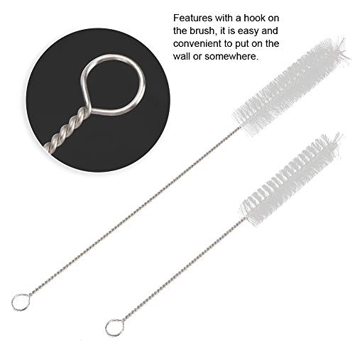 Stainless Steel Cleaning Brush Set with Hook for Fish Tank Aquarium Tube Bottle Cleaner, Pipe Brush Kit 2 Sizes 8in 11.5in
