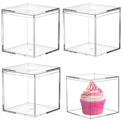 Acrylic Box Clear Display Boxes with Lids Plastic Decorative Boxes for Collectibles,Wedding Party - size: 4.73 x 4.73 x 4.73 Inch