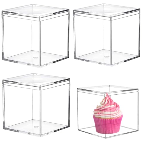 Acrylic Box Clear Display Boxes with Lids Plastic Decorative Boxes for Collectibles,Wedding Party - size: 4.73 x 4.73 x 4.73 Inch